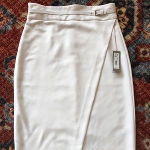 Polished pencil skirt with faux wrap detail